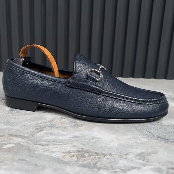 Gucci 1955 Horsebit Loafers Heels Blue Grain Leather 9 G or 9.5 US or 43 EUR main image 8